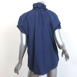 A Shirt Thing Stella Blouse Navy Polka Dot Size Medium/Large Short Sleeve NEW