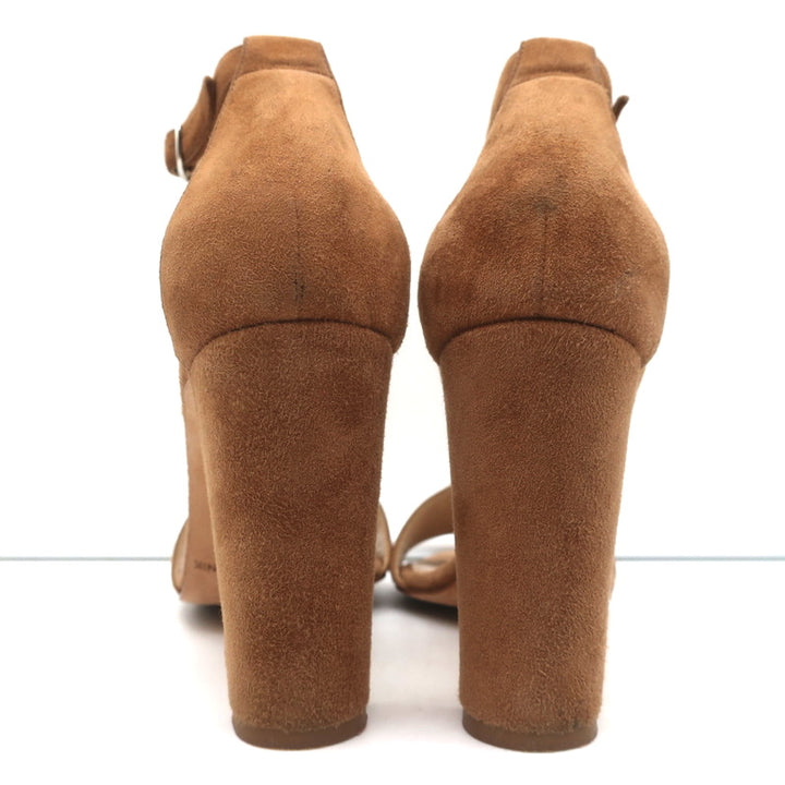 Manolo Blahnik Lauratop Sandals Brown Suede Size 36 Ankle Strap Heels