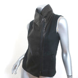 Vince Asymmetric Moto Vest Black Leather & Linen Size Extra Small