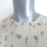 GANNI Tiered Mini Dress Cream Floral Print Pleated Georgette Size 34