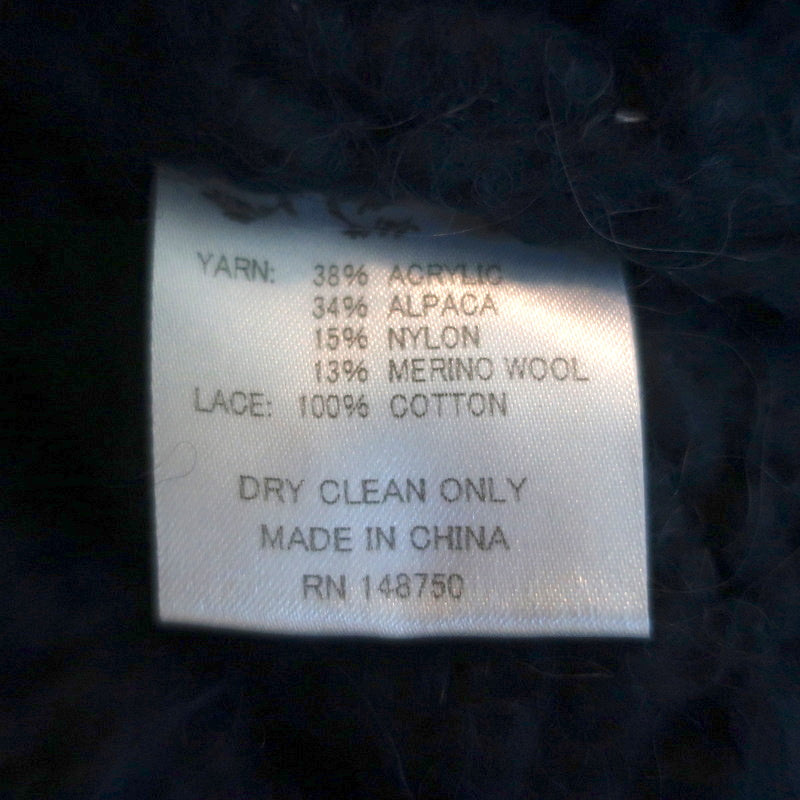 SEA Eyelet-Inset Sweater Navy Alpaca-Wool Size 2 Mock Neck Pullover