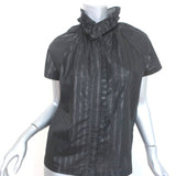 A Shirt Thing Stella Blouse Black Metallic Stripe Size Medium Short Sleeve Top