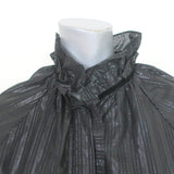 A Shirt Thing Stella Blouse Black Metallic Stripe Size Medium Short Sleeve Top