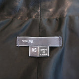 Vince Asymmetric Moto Vest Black Leather & Linen Size Extra Small