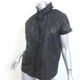 A Shirt Thing Stella Blouse Black Metallic Stripe Size Medium Short Sleeve Top