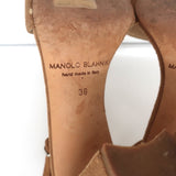 Manolo Blahnik Lauratop Sandals Brown Suede Size 36 Ankle Strap Heels
