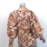 Zimmermann Blouson Sleeve Turtleneck Sweater Lucky Cream Paisley Print Size 1