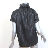 A Shirt Thing Stella Blouse Black Metallic Stripe Size Medium Short Sleeve Top