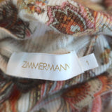 Zimmermann Blouson Sleeve Turtleneck Sweater Lucky Cream Paisley Print Size 1