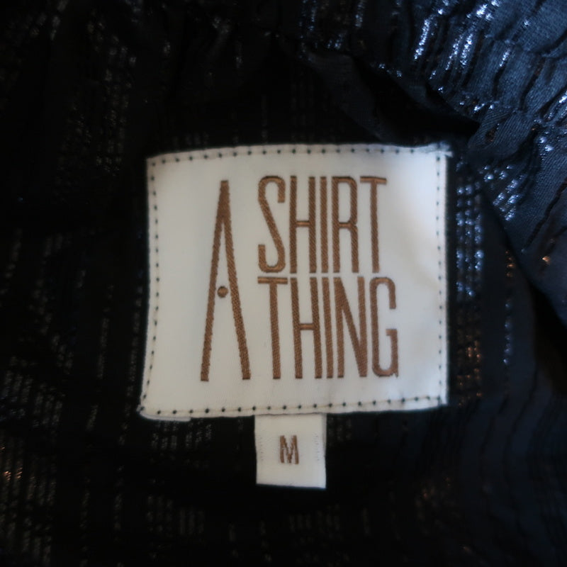 A Shirt Thing Stella Blouse Black Metallic Stripe Size Medium Short Sleeve Top