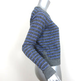 T by Alexander Wang Sweatshirt Blue/Gray Striped French Terry Size Extra Small