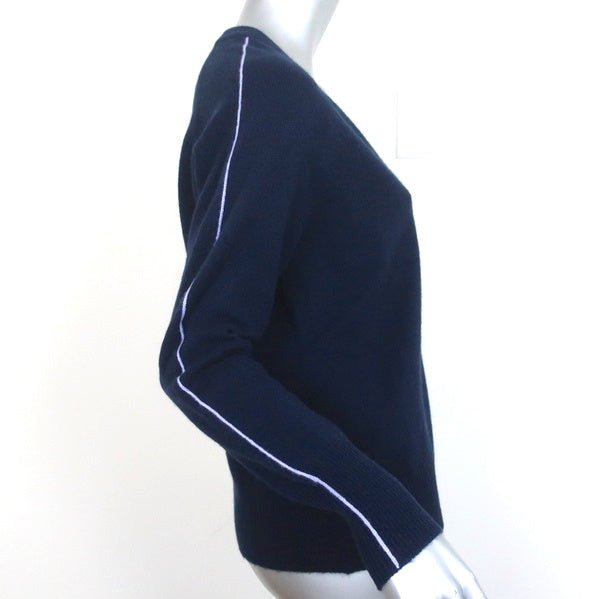 27 Miles Malibu Cashmere Sweater Navy Size Small V-Neck Pullover NEW - Celebrity Owned