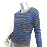 T by Alexander Wang Sweatshirt Blue/Gray Striped French Terry Size Extra Small