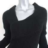 Gucci Tom Ford Ribbed Cashmere Sweater Black Size Large Asymmetric Pullover