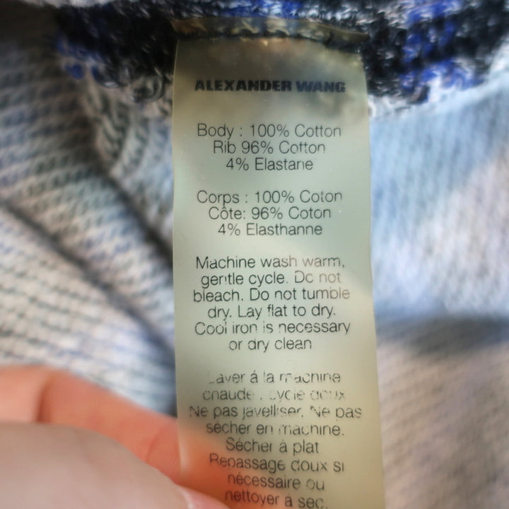 T by Alexander Wang Sweatshirt Blue/Gray Striped French Terry Size Extra Small