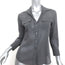 Theory Button Down Shirt Gray Stretch Cotton Size Petite 3/4 Sleeve Top