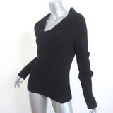 Gucci Tom Ford Ribbed Cashmere Sweater Black Size Large Asymmetric Pullover