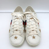 Gucci Ace Bees & Stars Embroidered Sneakers White Leather Size 35.5