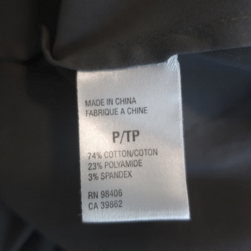 Theory Button Down Shirt Gray Stretch Cotton Size Petite 3/4 Sleeve Top