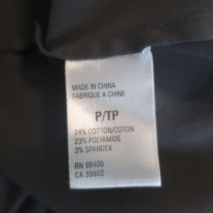 Theory Button Down Shirt Gray Stretch Cotton Size Petite 3/4 Sleeve Top
