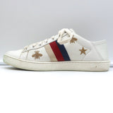 Gucci Ace Bees & Stars Embroidered Sneakers White Leather Size 35.5