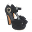 Dolce & Gabbana Crystal Buckle Platform Sandals Black Crisscross Suede Size 36