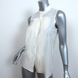 Theory Sleeveless Blouse Olim Cream Pleated Stretch Silk Georgette Size Petite