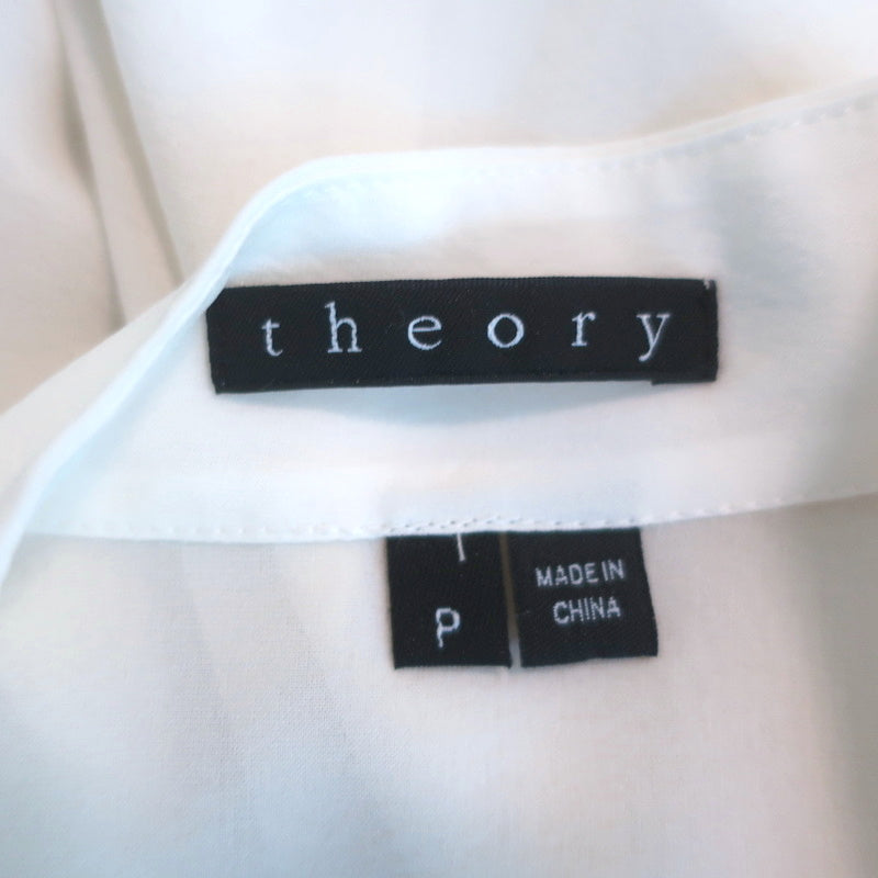 Theory Sleeveless Blouse Olim Cream Pleated Stretch Silk Georgette Size Petite