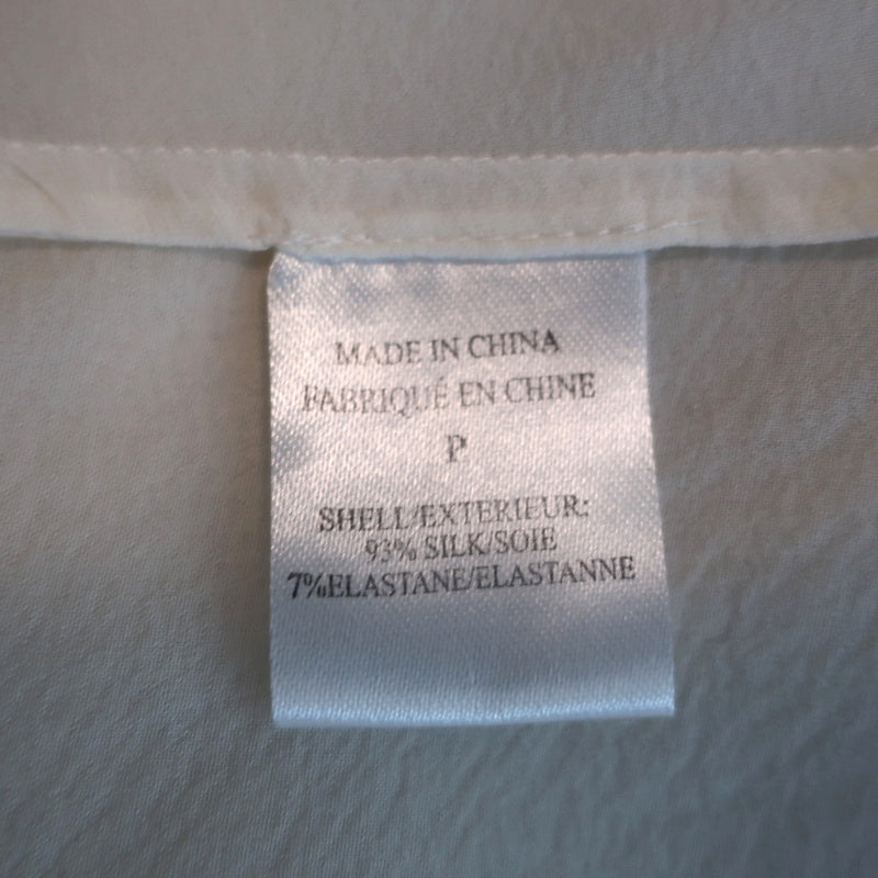Theory Sleeveless Blouse Olim Cream Pleated Stretch Silk Georgette Size Petite