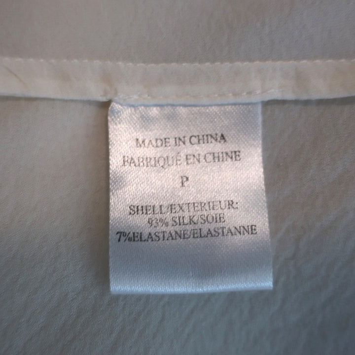 Theory Sleeveless Blouse Olim Cream Pleated Stretch Silk Georgette Size Petite