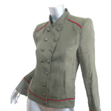 Ann Demeulemeester Military Jacket Olive Linen-Silk Size 36