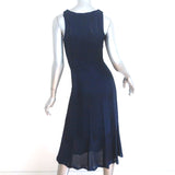 Ralph Lauren Black Label Sleeveless Midi Dress Navy Silk Chevron Knit Size Small