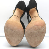 Dolce & Gabbana Crystal Buckle Platform Sandals Black Crisscross Suede Size 36