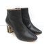 Chloe Beckie Gold-Trim Ankle Boots Black Leather Size 36.5 Mid-Heel Booties