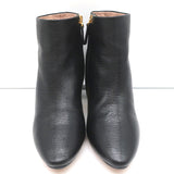 Chloe Beckie Gold-Trim Ankle Boots Black Leather Size 36.5 Mid-Heel Booties