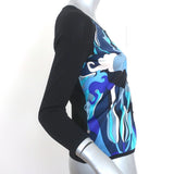 Emilio Pucci Printed Silk-Front Cardigan Navy Stretch Knit