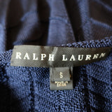 Ralph Lauren Black Label Sleeveless Midi Dress Navy Silk Chevron Knit Size Small