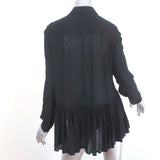 Tibi Peplum Blouse Savanna Black Crepe Size 6 Long Sleeve Button Up Top