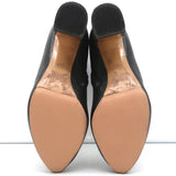 Chloe Beckie Gold-Trim Ankle Boots Black Leather Size 36.5 Mid-Heel Booties