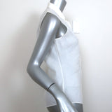 Theory Sleeveless Shirt Biaz Cream Ruffled Gauze Size Small Collared Blouse