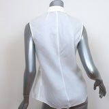 Theory Sleeveless Shirt Biaz Cream Ruffled Gauze Size Small Collared Blouse