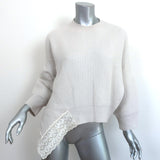 Stella McCartney Asymmetric Sweater Light Gray Eyelet-Trim Ribbed Knit Size 38