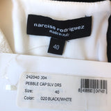 Narciso Rodriguez Colorblock Dress Black/White Pebble Crepe Size 40 NEW