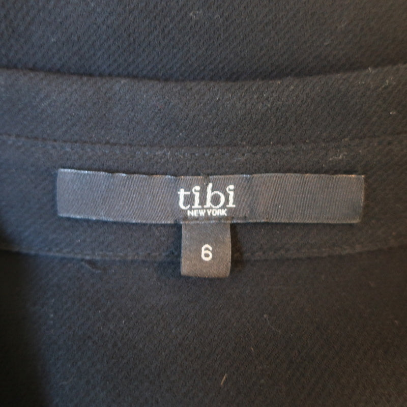 Tibi Peplum Blouse Savanna Black Crepe Size 6 Long Sleeve Button Up Top