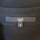Tibi Peplum Blouse Savanna Black Crepe Size 6 Long Sleeve Button Up Top