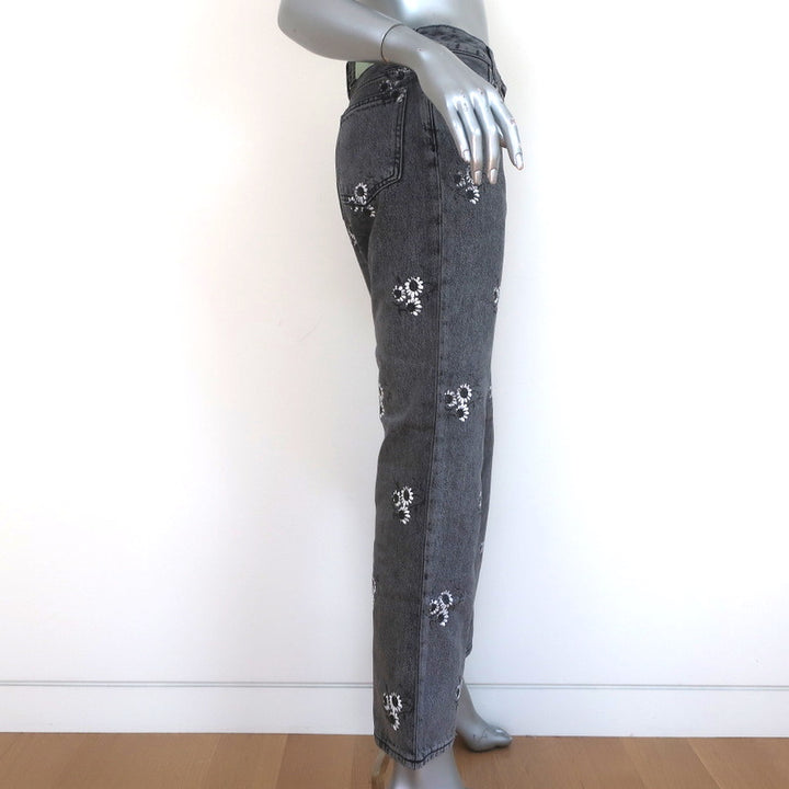 Off-White c/o Virgil Abloh Floral Print Jeans Gray Denim Size 25