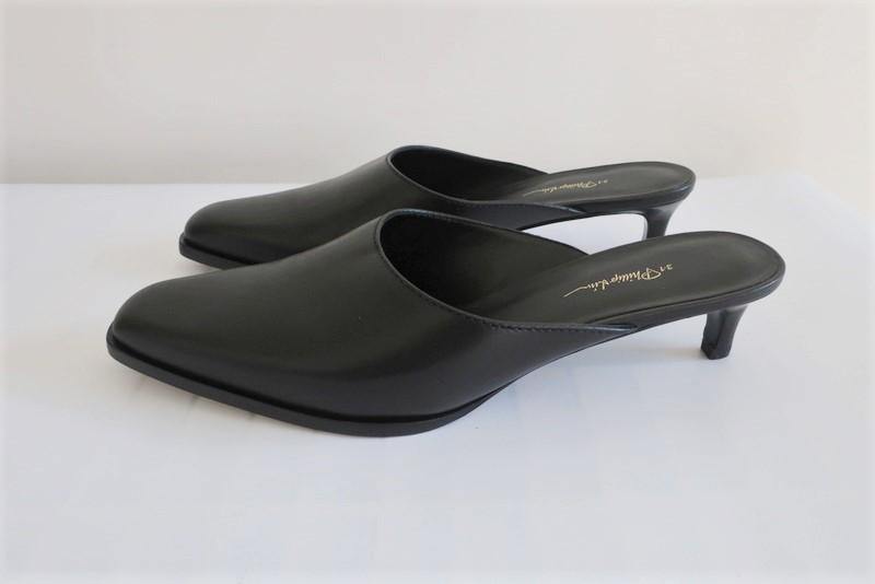 3.1 Phillip Lim Agatha Kitten Heel Mules Black Leather Size 38.5 NEW - Celebrity Owned