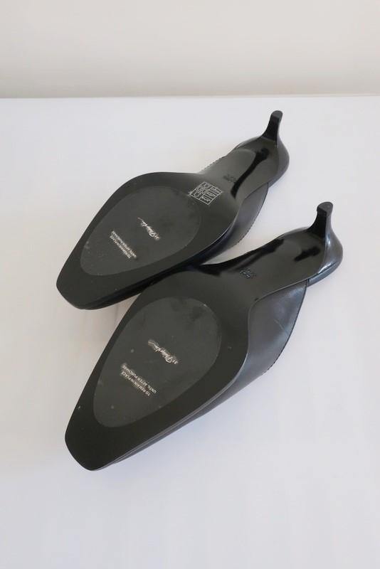 3.1 Phillip Lim Agatha Kitten Heel Mules Black Leather Size 38.5 NEW - Celebrity Owned