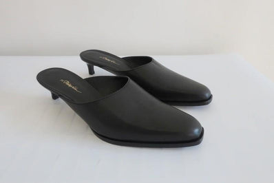 3.1 Phillip Lim Agatha Kitten Heel Mules Black Leather Size 38.5 NEW - Celebrity Owned