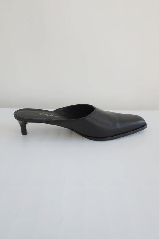 3.1 Phillip Lim Agatha Kitten Heel Mules Black Leather Size 38.5 NEW - Celebrity Owned